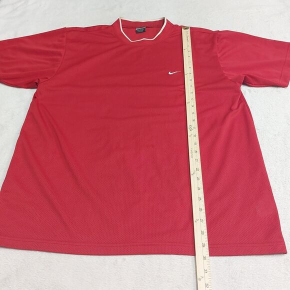 Vintage Nike Shirt Red Embroidered Swoosh Y2K Gray Tag Mens Size Large Soccer - Picture 5 of 8